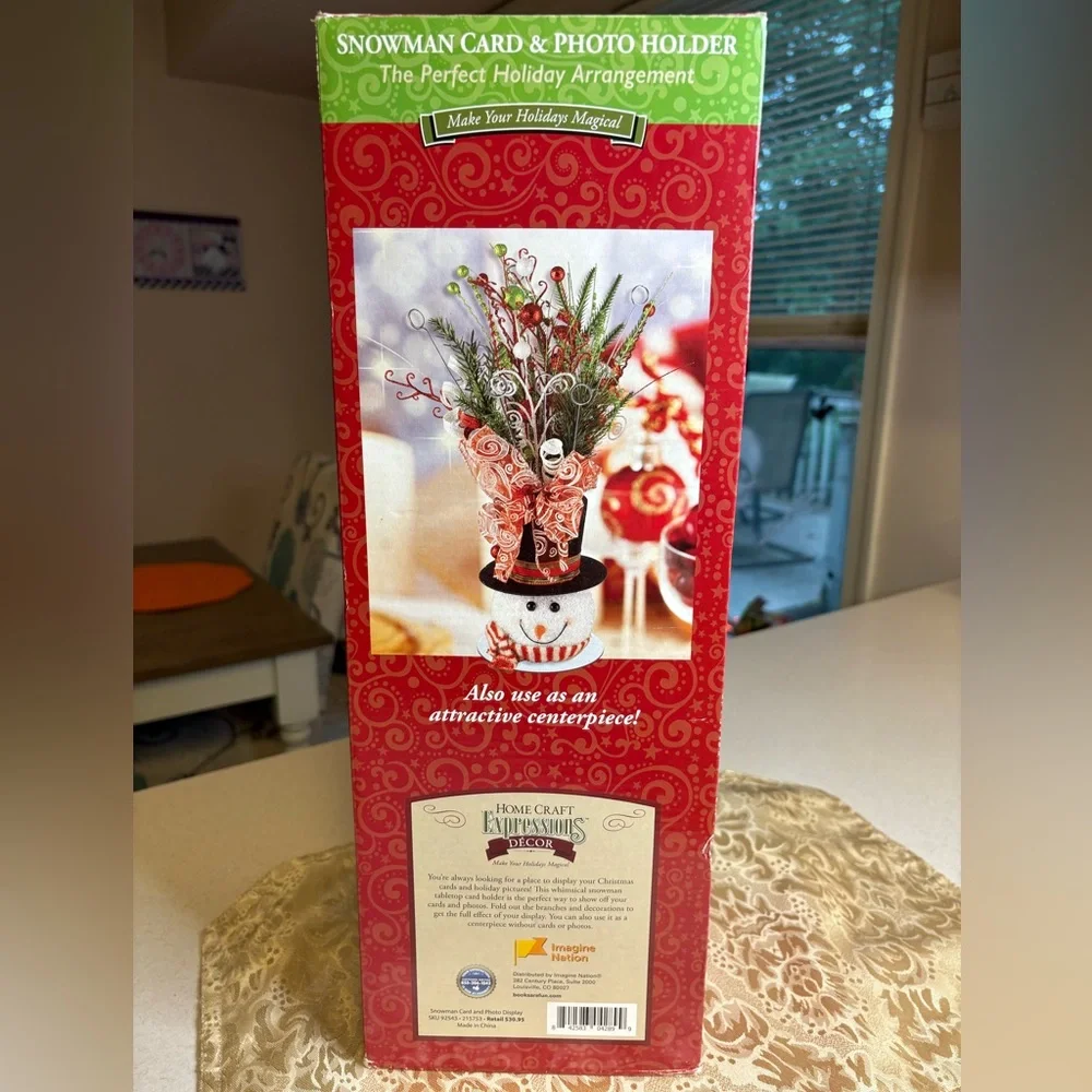 Festive Snowman Holiday Arrangement with Red and Green Accents Card Photo Holder - Picture 9 of 9